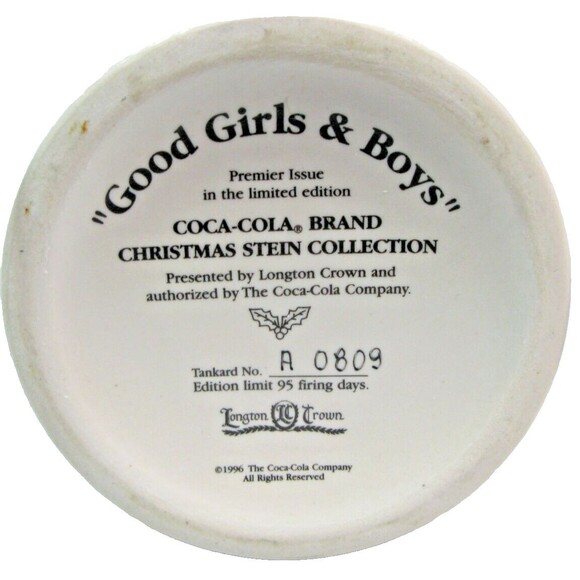 Vtg 1996 Coca Cola "Good Girls and Boys" Christmas Stein Collection w/Lid A 0809 - Picture 7 of 8